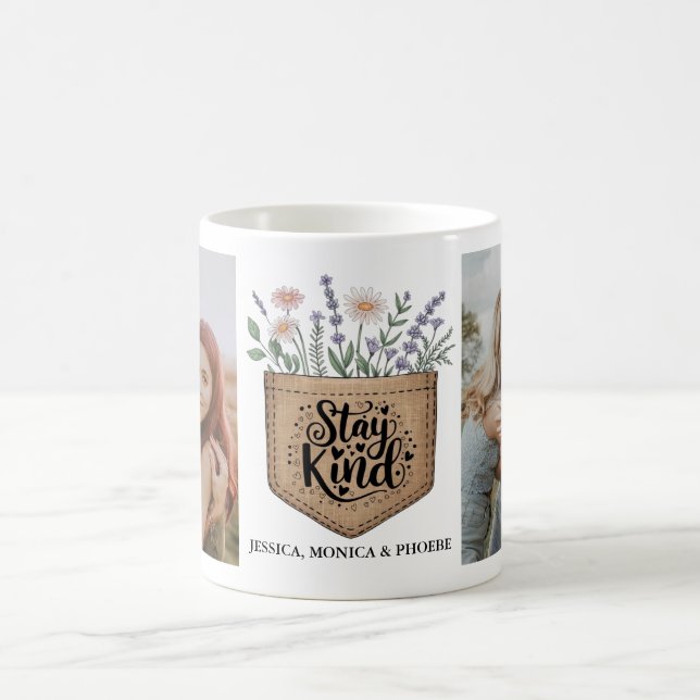 Café Taza de foto floral de bolsillo "Sé amable" (Centro)