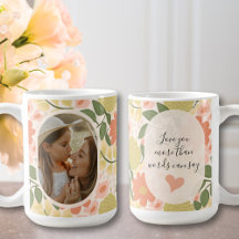 Taza de foto floral personalizada – Mensaje editab