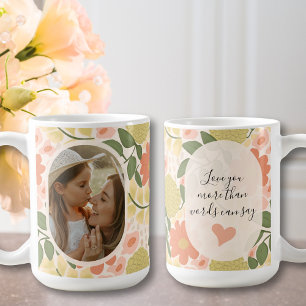 Café Taza de foto floral personalizada – Mensaje editab