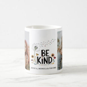 Café Taza de foto floral "Sé amable"