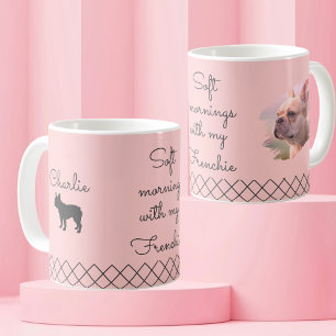 Café Taza de foto personalizada de Bulldog Francés rosa