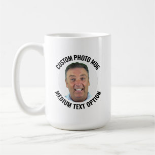Café Taza de foto personalizada de texto mediano 15oz b
