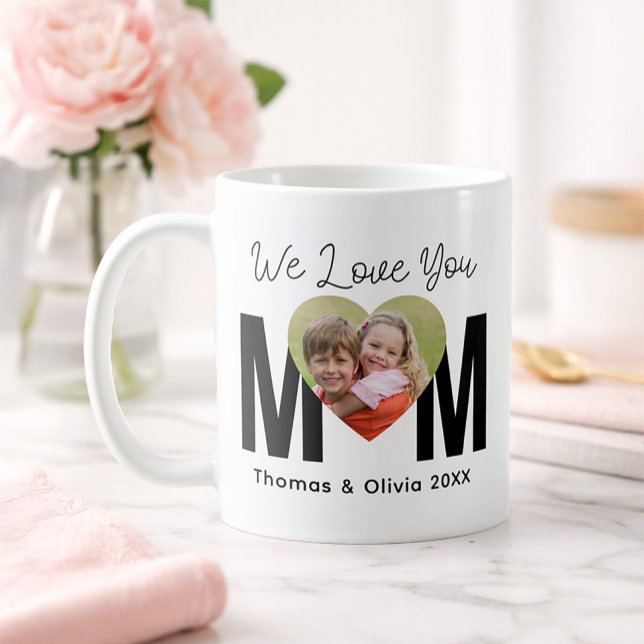 Café Taza de Foto Personalizada Te Amamos Mamá (We love you mom mug)