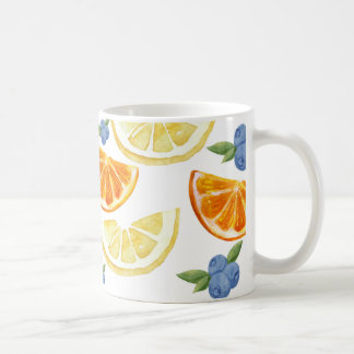 Café Taza de frutas inspirada en acuarela