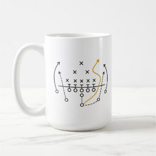 Café Taza de fútbol americano con libro de jugadas El P