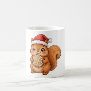 Café Taza de galletas de Navidad con ardilla linda y so
