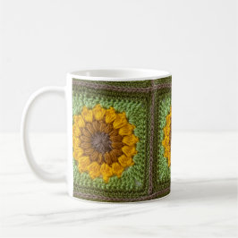 Café Taza de ganchillo de girasol