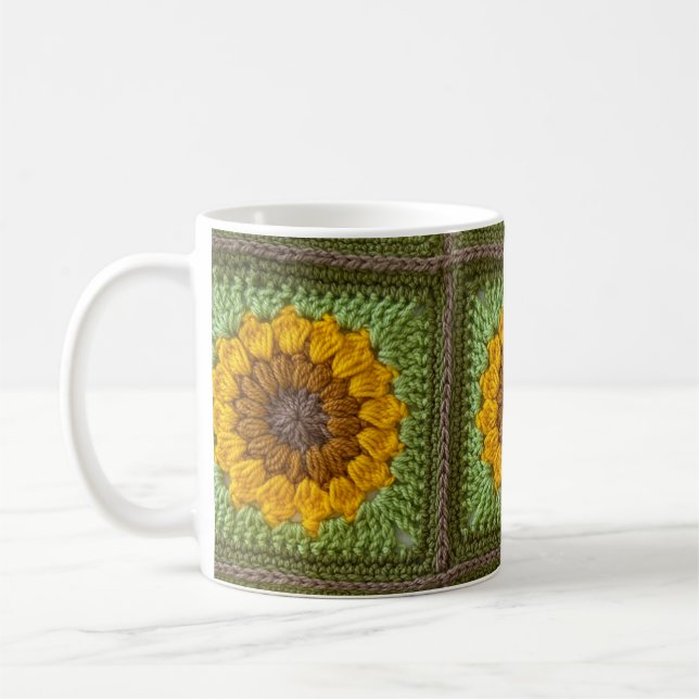 Café Taza de ganchillo de girasol (Izquierda)