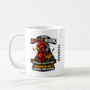 Café Taza de gato con audición selectiva   Gallo divert
