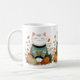 Café Taza de gato de otoño con suéter acogedor
