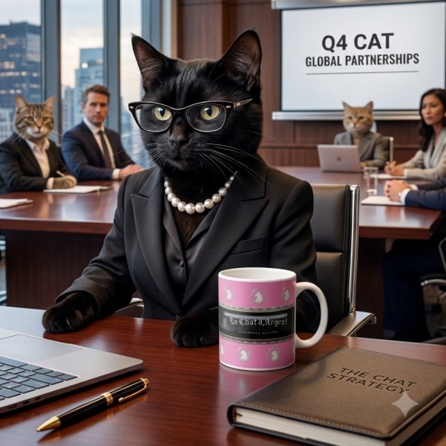 Café Taza de gato de poder Le Chat d'Argent | Bosquiano (They are hanging on my every word, time to start blinking.)