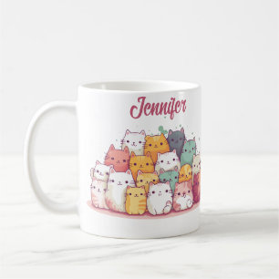 Café Taza de gato Kawaii con nombre personalizable