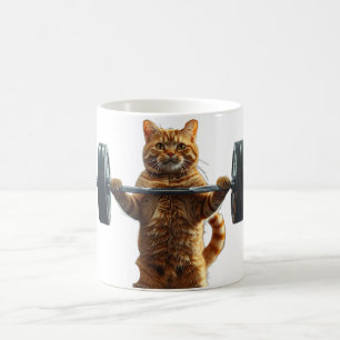 Café Taza de gato levantando pesas para amantes del gim