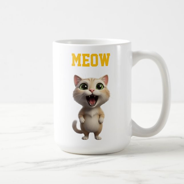 Café Taza de gato lindo Meow (Derecha)