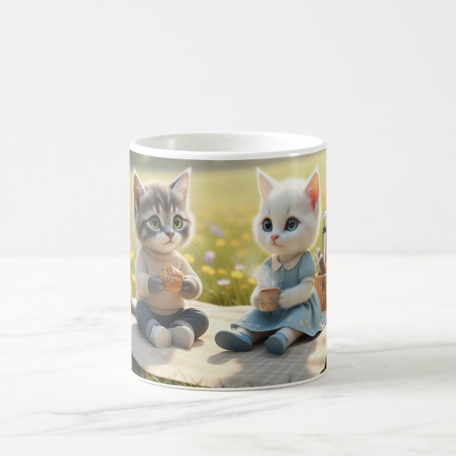 Café Taza de gato lindo | Tom y Luna picnic de primaver (Centro)