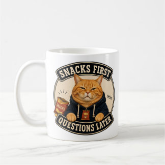 Café Taza de gato naranja | Snacks primero, preguntas d