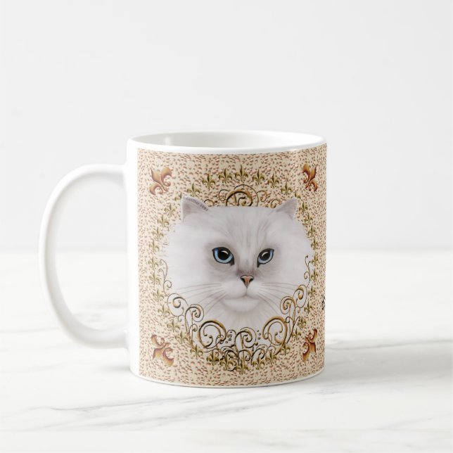 Café Taza de gato persa Fleur De Lis (Izquierda)