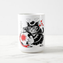 Taza de gato samurái feroz - Para guerreros del fú