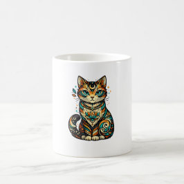 Café Taza de gato vintage colorida: amor por gatos lind