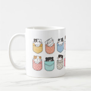 Café Taza de gatos en bolsillos coloridos