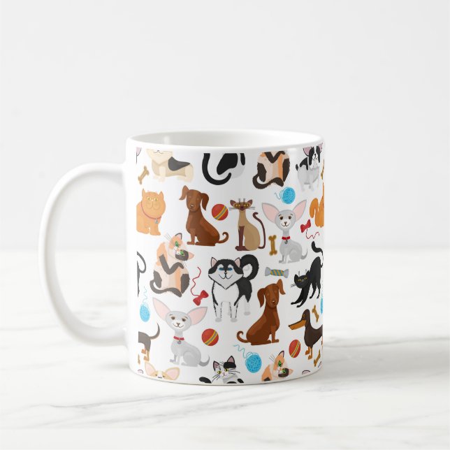Café Taza de gatos y perros lindos (Izquierda)