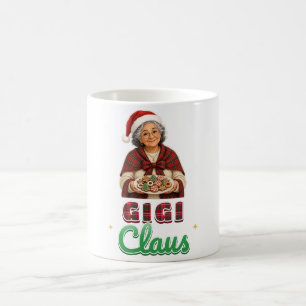 Café Taza de Gigi Claus Tartán Navidad Abuela