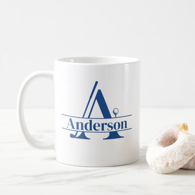 Café Taza de golf con nombre personalizado (Con donut)