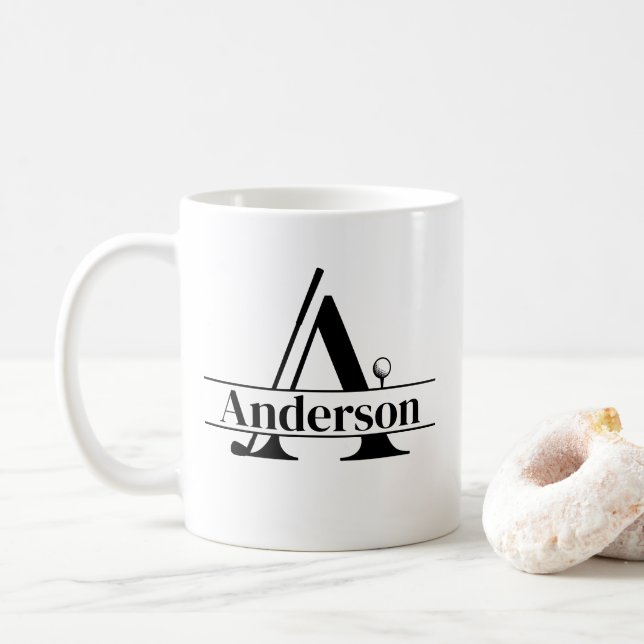 Café Taza de golf con nombre personalizado (Con donut)