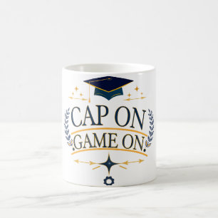 Café Taza de graduación Cap On Game On