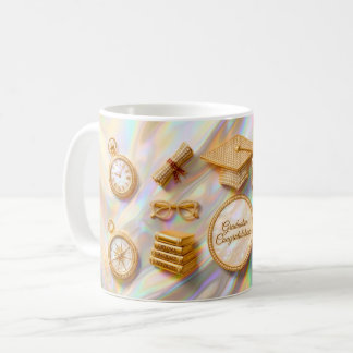 Café Taza de graduación de lujo: tapa dorada elegante y