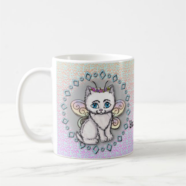 Café Taza de Hada Gato Blanco  (Izquierda)