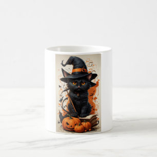 Café Taza de Halloween de Bruja Gato Negro 🎃 Gato de C