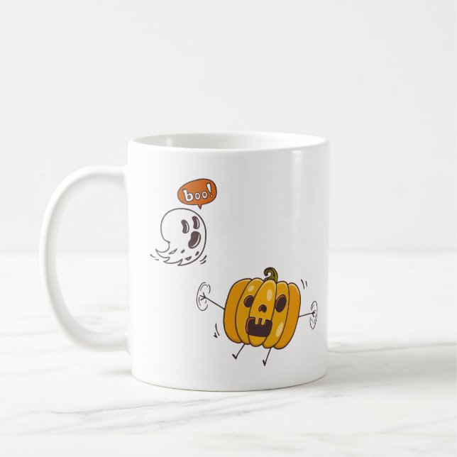Café Taza de Halloween de calabaza y fantasma Boo (Izquierda)