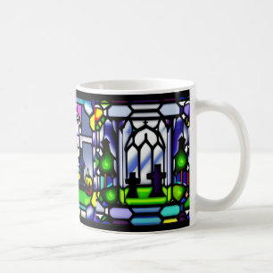 Café Taza de Halloween de cementerio de vidrio emplomad