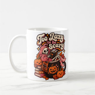 Café Taza de Halloween de esqueleto demasiado perezoso