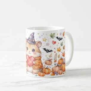 Café Taza de Halloween de hámster bruja calabaza linda