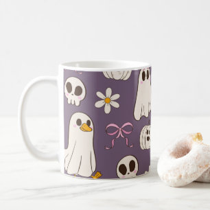 Café Taza de Halloween de Pato Fantasma Coquette y Lazo