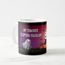 Taza de Halloween "¡Mi maestro es espeluznante!"