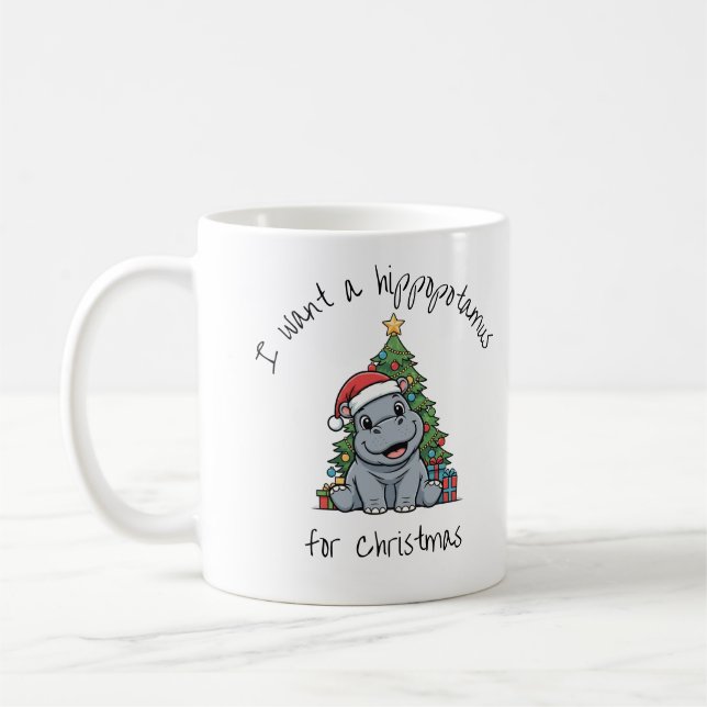 Café Taza de hipopótamo bebé de Navidad (Izquierda)
