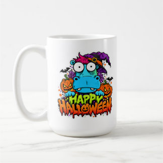 Café Taza de hipopótamo feliz de Halloween 🎃🦛 👻☕