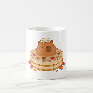 Café Taza de hoja de arce de otoño de capybara lindo
