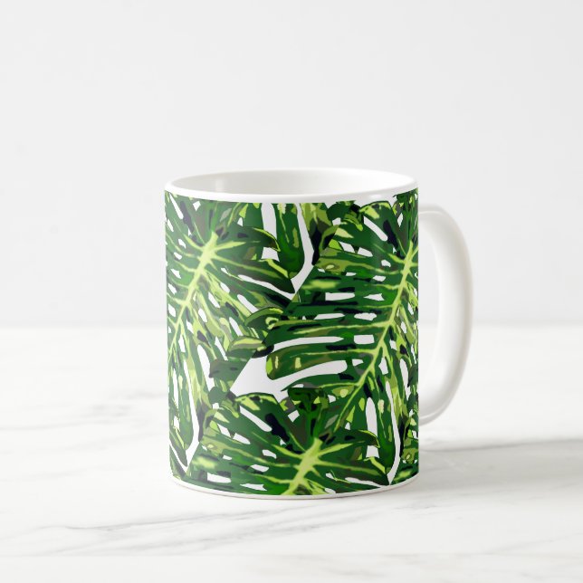Café Taza de hojas tropicales verdes (Anverso derecho)