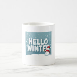 Café Taza de hombre de nieve de Hola Invierno
