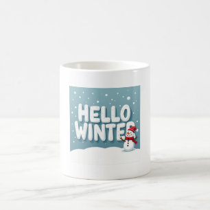 Café Taza de hombre de nieve de Hola Invierno