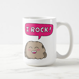 Café Taza de humor con juego de palabras sobre roca