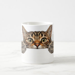 Café Taza de ilusión óptica divertida de gato 3D asomán