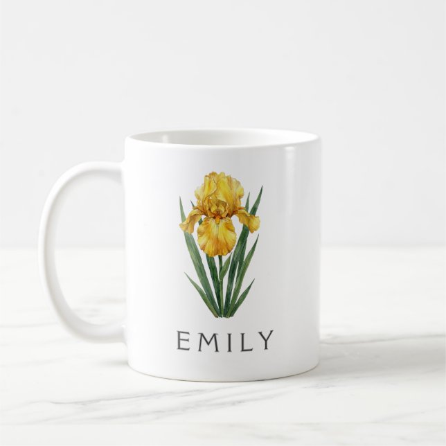 Café Taza de ilustración botánica - Iris (Izquierda)
