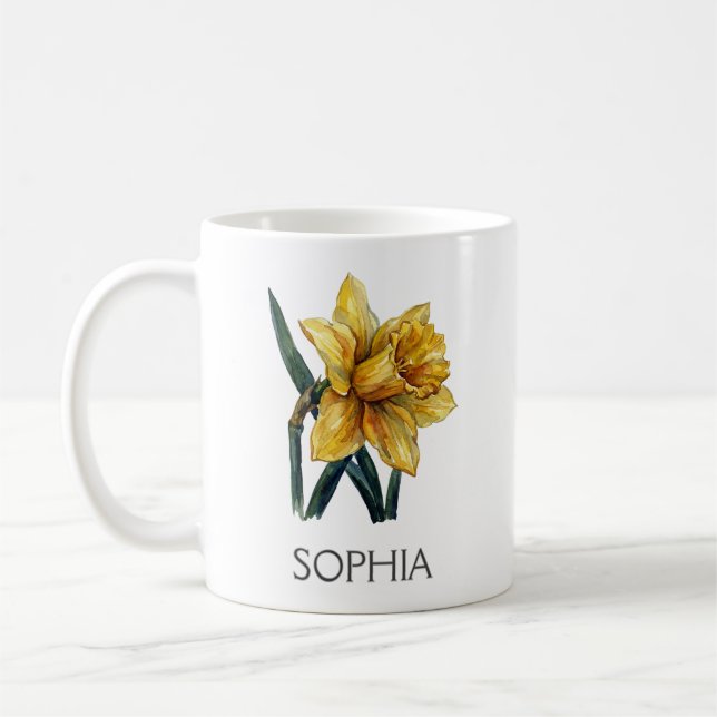 Café Taza de ilustración botánica - Narciso amarillo (Izquierda)