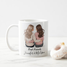 Taza de ilustración de cabello de mejores amigos –