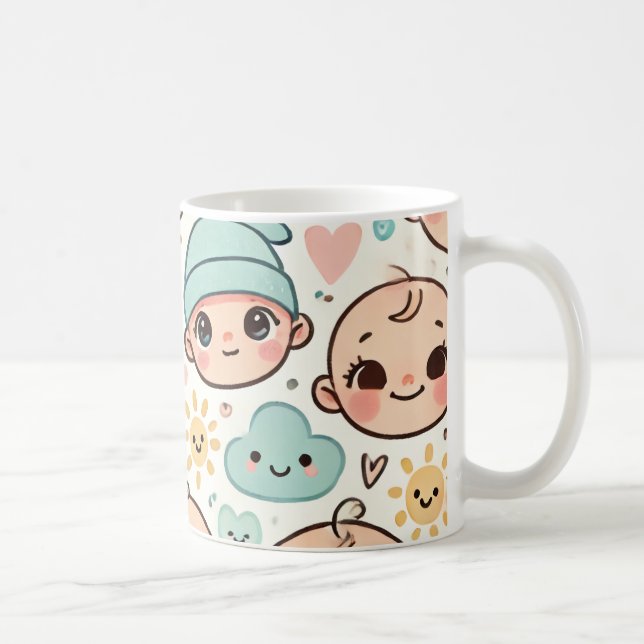 Café Taza de ilustracion de cara de bebé (Derecha)